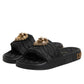 Black Devotion Matelassé Leather Slides Shoes