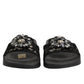 Black Devotion Matelassé Leather Slides Shoes