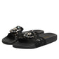 Black Devotion Matelassé Leather Slides Shoes