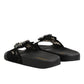 Black Devotion Matelassé Leather Slides Shoes