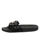 Black Devotion Matelassé Leather Slides Shoes