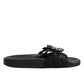 Black Devotion Matelassé Leather Slides Shoes