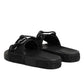 Black logo print Slides Beachwear Shoes