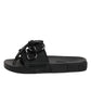 Black logo print Slides Beachwear Shoes