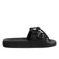 Black logo print Slides Beachwear Shoes