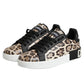 Brown Leather Leopard Low Top Sneakers Shoes