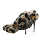 Brown Fur Leopard High Heels Pumps Shoes