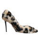 Brown Fur Leopard High Heels Pumps Shoes
