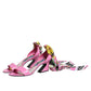 Pink Leather High Heels Sandals Shoes