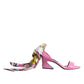 Pink Leather High Heels Sandals Shoes