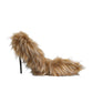 Brown Fur Leather High Heels Pumps Shoes