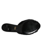 Black Embroidered Slip On Heels Slides Shoes