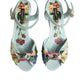Green Floral Ankle Strap Wedge Sandals Shoes