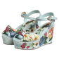 Green Floral Ankle Strap Wedge Sandals Shoes