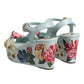 Green Floral Ankle Strap Wedge Sandals Shoes