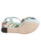 Green Floral Ankle Strap Wedge Sandals Shoes