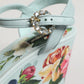 Green Floral Ankle Strap Wedge Sandals Shoes