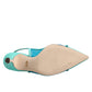 Blue Leather Mesh Heels Slingback Shoes