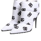 White DG Logo Heels Short Boots  Shoes