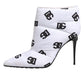 White DG Logo Heels Short Boots  Shoes