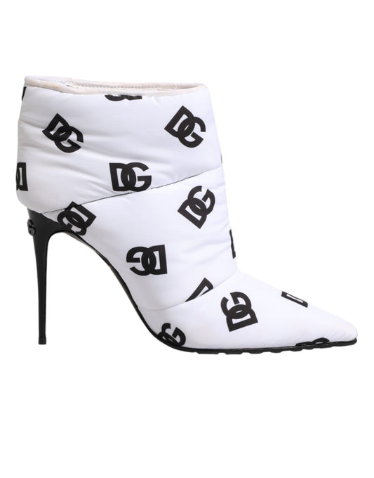 White DG Logo Heels Short Boots  Shoes