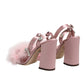 Pink Sequined Ankle Strap Sandals Shoes