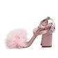 Pink Sequined Ankle Strap Sandals Shoes