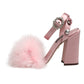 Pink Crystal Fur Embellished Sandals Shoes