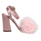 Pink Crystal Fur Embellished Sandals Shoes