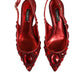 Red Crystal Embellished Slingbacks Shoes