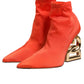 Orange DG Logo Heels Ankle Boots Shoes