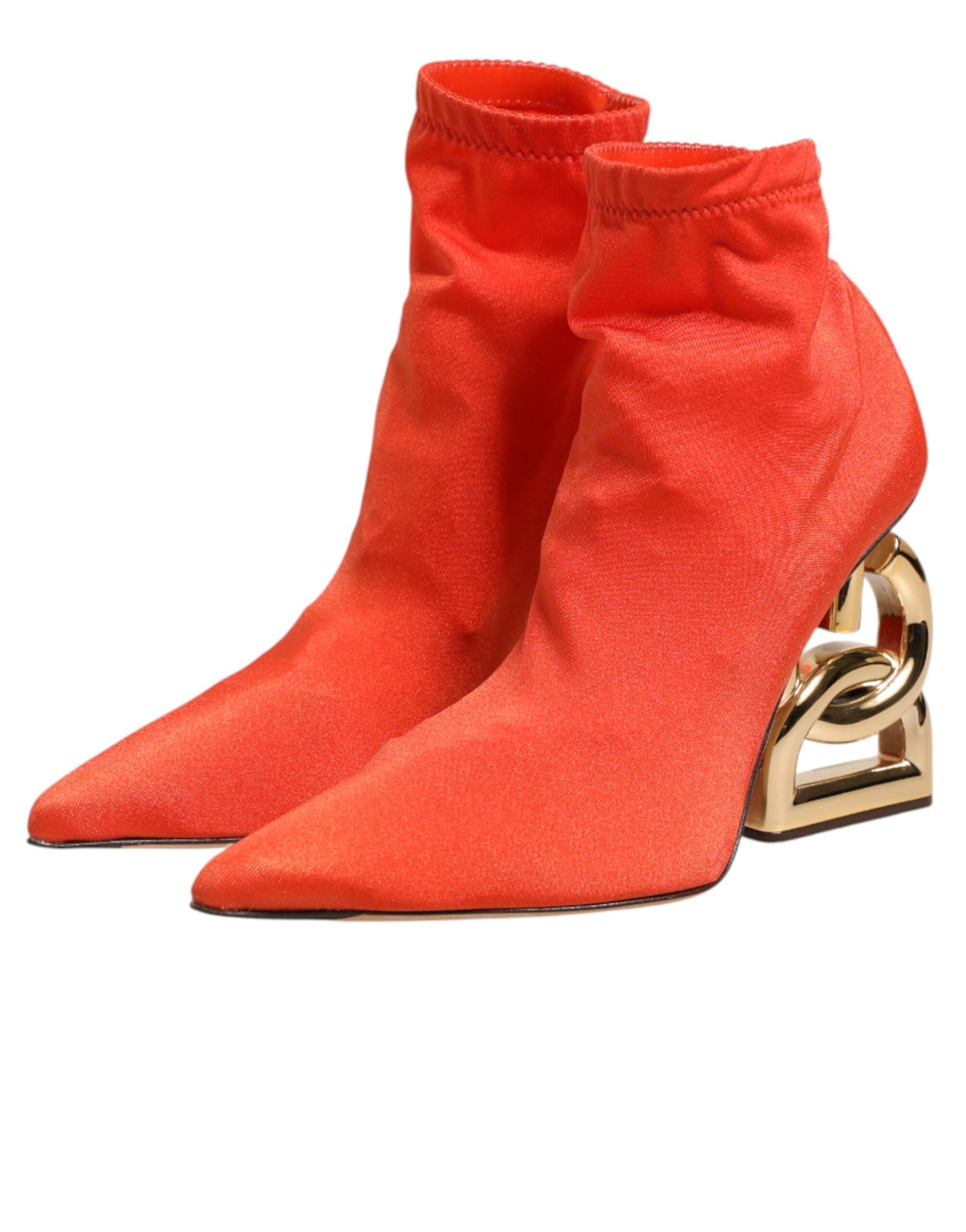 Orange DG Logo Heels Ankle Boots Shoes