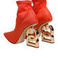 Orange DG Logo Heels Ankle Boots Shoes
