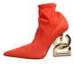 Orange DG Logo Heels Ankle Boots Shoes