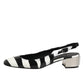 Black White Stripe Heels Slingback Shoes