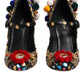 Black Gold Embellished MARY JANES Pumps  Shoes