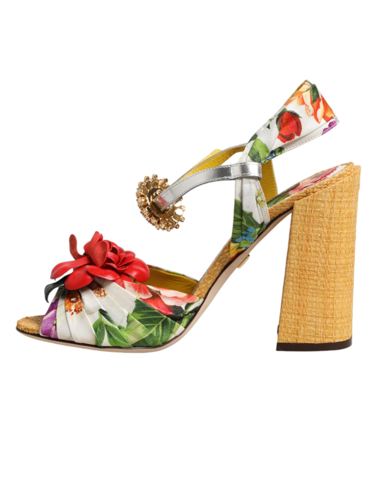 Multicolor Floral Crystal Embellished Sandals Shoes