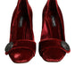 Red Velvet Embellished Heels Pumps  Shoes