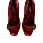 Red Velvet Embellished Heels Pumps  Shoes