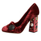 Red Velvet Embellished Heels Pumps  Shoes