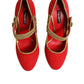 Red Embellished MARY JANES Pumps  Shoes