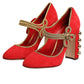 Red Embellished MARY JANES Pumps  Shoes