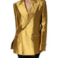 Gold Satin Long Sleeves Blazer Coat Jacket