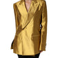 Gold Satin Long Sleeves Blazer Coat Jacket