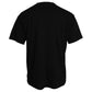 Black Cotton Logo Print Crew Neck Short Sleeves T-shirt