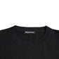 Black Cotton Logo Print Crew Neck Short Sleeves T-shirt
