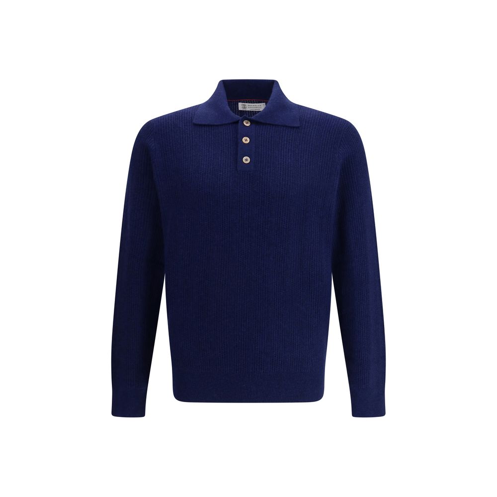 Blue Cashmere Polo Shirt
