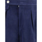 Blue Wool Casual Pants