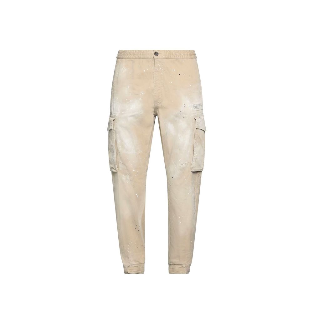 Beige Cotton Cargo Pants