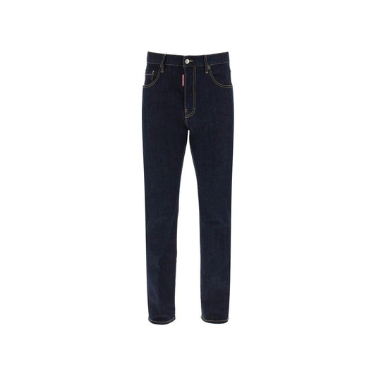 Blue Cotton Straight-Leg Jeans